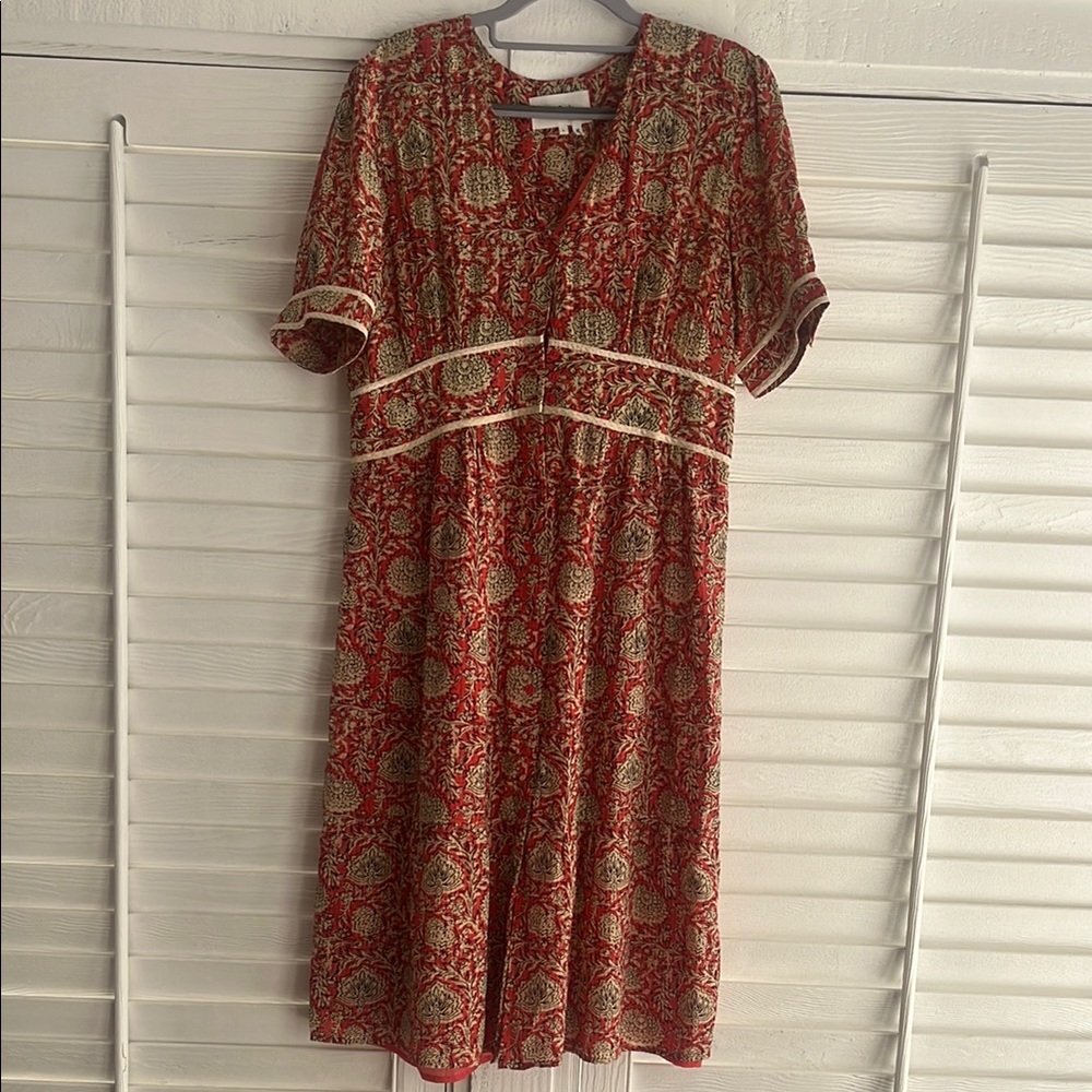 ba&sh Red and Gold Patterned Dress - Picture 3 of 14